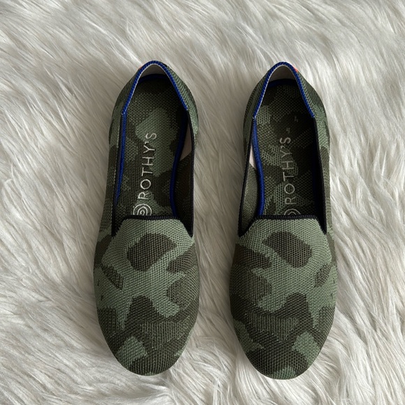 Rothy's Shoes - Rothy's Olive Green Camo Round Toe Loafers Size 8